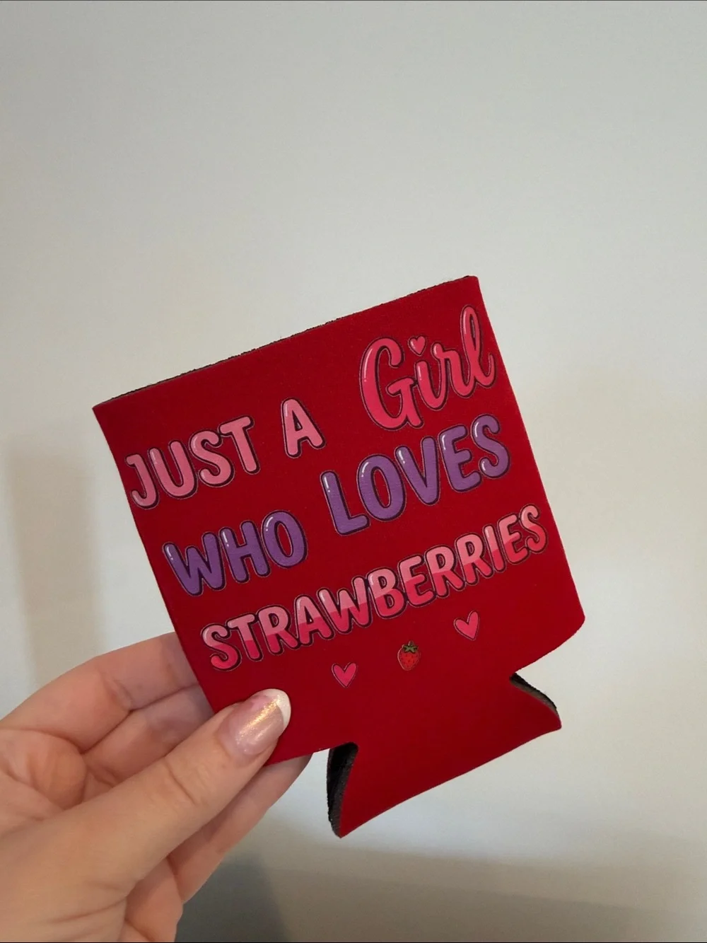 Strawberry shortcake drink coozie